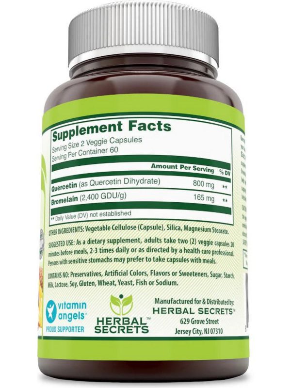 Herbal Secrets, Quercetin Bromelain, 800 mg, 120 Veggie Capsules For Discount