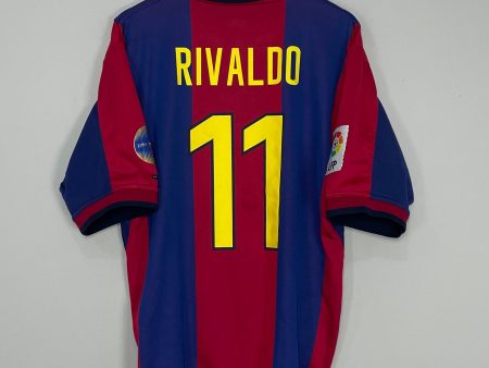 2000 01 BARCELONA RIVALDO #11 HOME SHIRT (L) NIKE For Sale