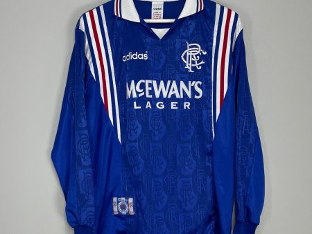 1996 97 RANGERS #11 (LAUDRUP) L S HOME SHIRT (M) ADIDAS Online Sale