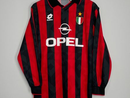 1994 95 AC MILAN L S HOME SHIRT (M) LOTTO For Sale