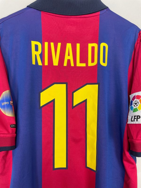 2000 01 BARCELONA RIVALDO #11 HOME SHIRT (L) NIKE For Sale