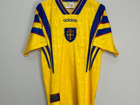 1996 98 SWEDEN HOME SHIRT (L) ADIDAS on Sale