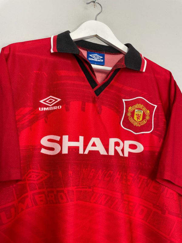 1994 96 MANCHESTER UNITED BECKHAM #24 HOME SHIRT (L) UMBRO Online Sale