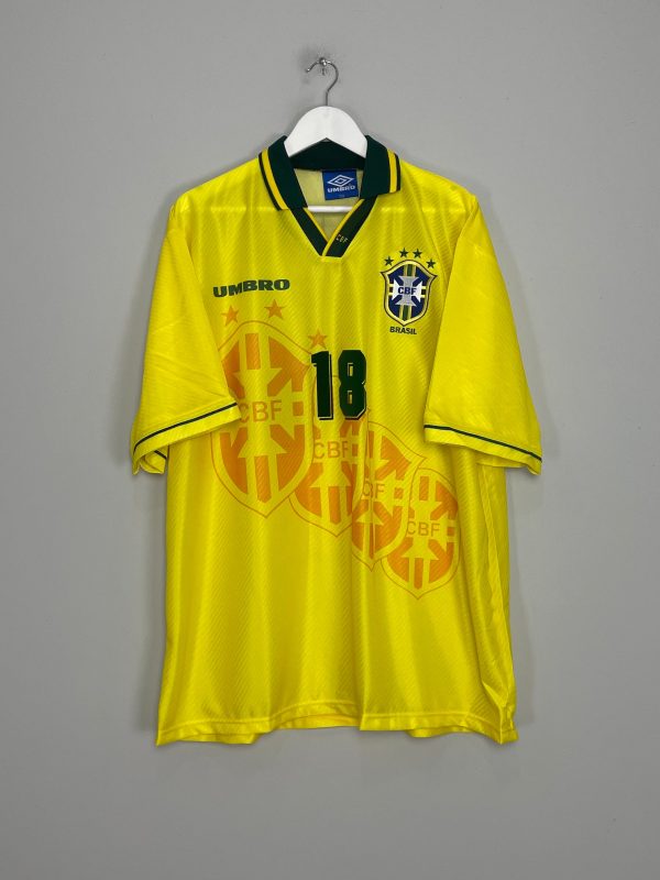 1994 96 BRAZIL RONALDINHO #18 *BNWOT* HOME SHIRT (XXL) UMBRO Online Hot Sale