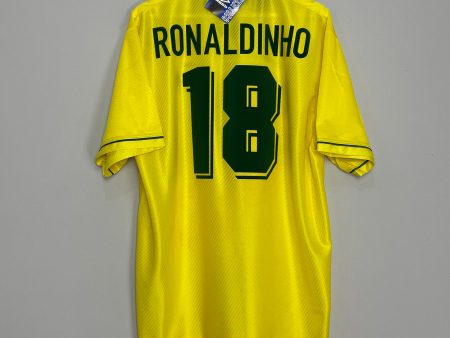 1994 96 BRAZIL RONALDINHO #18 *BNWT* HOME SHIRT (XL) UMBRO For Discount